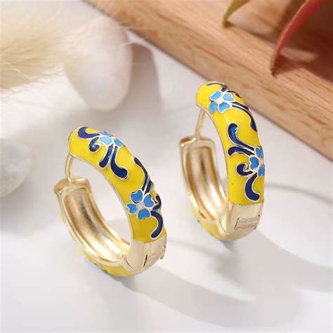 GP 19 Floral Vintage Enamel Gold plated Hoops - Anti tarnish – Shas