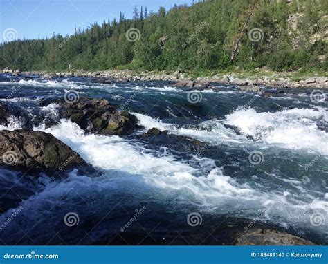 A River Flowing in the Mountains, in a Narrow, Deep Valley Stock Photo ...