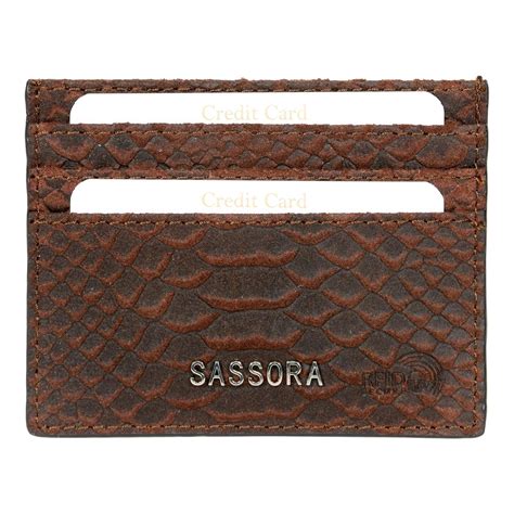 Sassora Genuine Leather Brown Unisex Small Card Holder