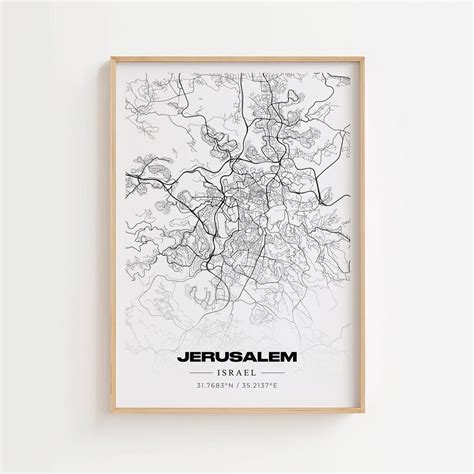 Jerusalem City Map - Israel and Jewish Modern Poster Print - Etsy