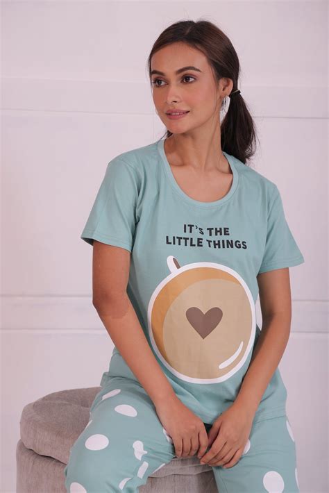 Cappuccino Polka T-shirt Pyjama Set – Chic and Comfy Nightwear for ...