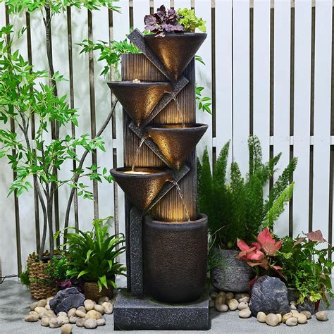 Amazon.com: Sunlinua 49.6" Tall Outdoor Waterfall Fountain 5-Tier ...