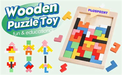 PLUSPOINT Wooden Russian Blocks Puzzles for Kids Adults, Wood ...