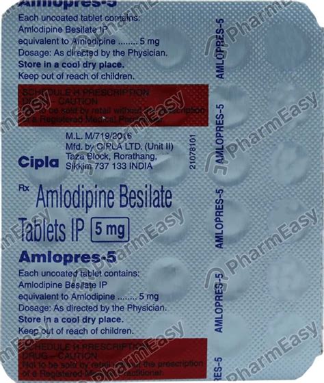 Amlopres 5 MG Tablet (30): Uses, Side Effects, Price & Dosage | PharmEasy