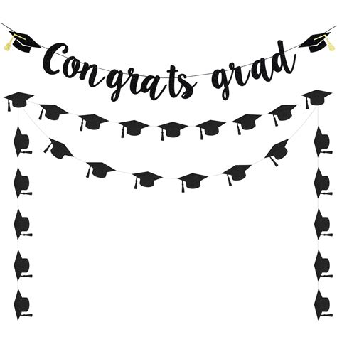Buy Congrats Grad Banner Black Glitter, Congratulations Graduation 2022 ...