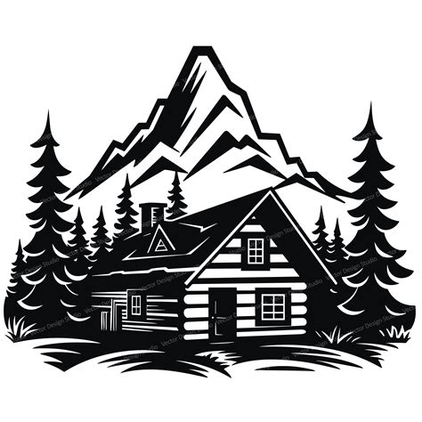 Log Cabin Clip Art Vector Free Rustic Log Cabin Background Black And