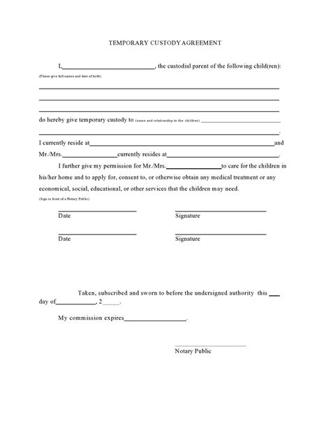 Free Template For Temporary Guardianship
