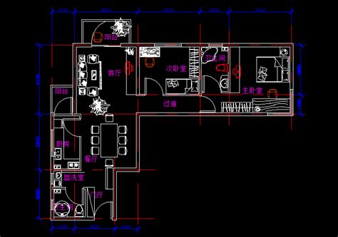 家装CAD图纸[163],现代风格2室1厅CAD施工图全套-齐生设计职业学校
