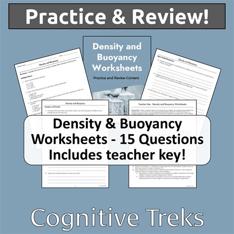 Density and Buoyancy Worksheets | Mass and Volume | Chemistry ...