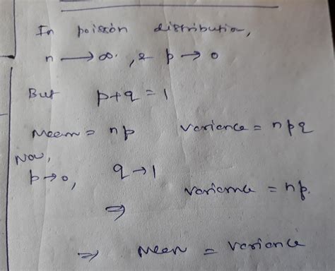 Prove mean and variance of poisson distribution are equal - Brainly.in