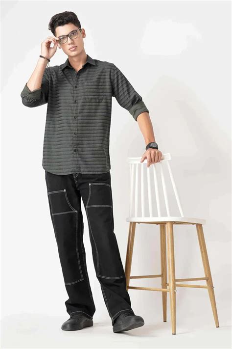 DARK GREEN STRIPED SHIRT - Stylish & Comfortable Cotton Wear – ASAAA