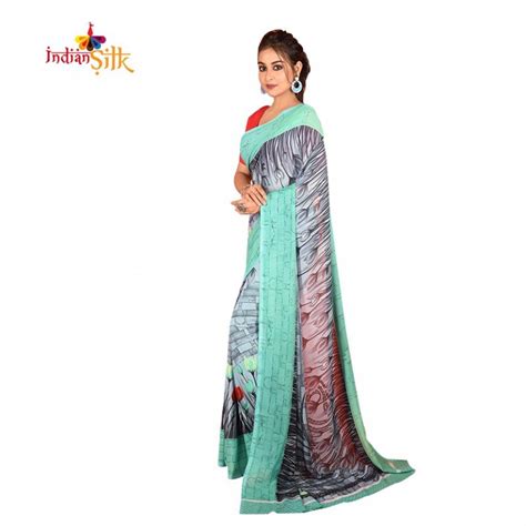 Fashionvibes Lightweight Butter Silk Saree for Women ( Aquamarine)