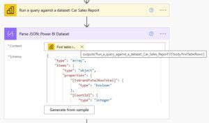 Image result for Power Automate Run a JSON Query Power BI