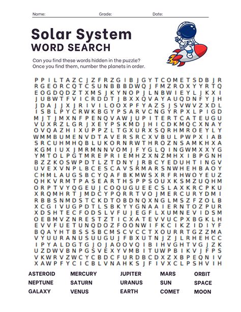 Solar System Word Search