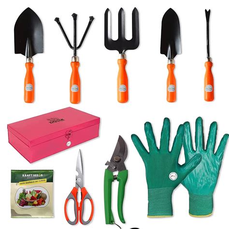 Kraft Seeds Gardening Hand Tools Kit - 10 Pcs (Cultivator, Gardening ...