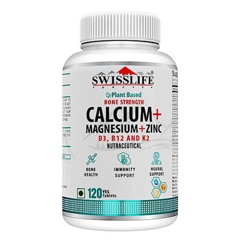 Calcium Magnesium & Zinc 120 Tablets with Vitamin D3, Calcium ...