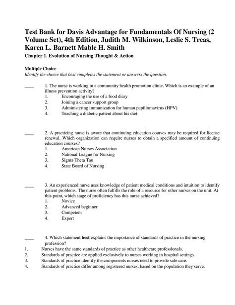 SOLUTION: 652484298 test bank for davis advantage for fundamentals of ...