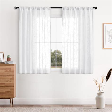 DWCN Faux Linen Textured White Sheer Curtains - Rod India | Ubuy
