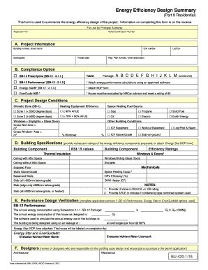 Ontario Energy Efficiency Design Summary - Blank Fillable Template ...