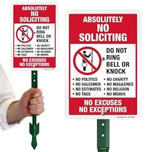 SmartSign 10 x 7 inch “Absolutely No Soliciting - Do Not Ring Bell Or ...