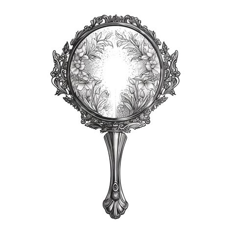 Premium Photo | Arafed drawing of a mirror with a floral design ...