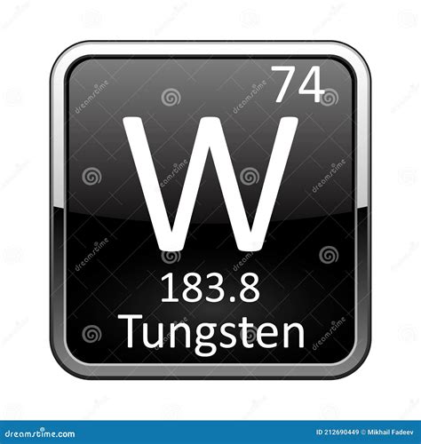 Tungsten Symbol. Sign Tungsten With Atomic Number And Atomic Weight. W Chemical Element Of The ...