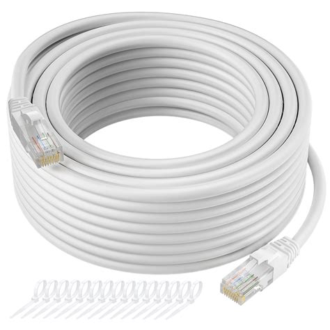 Cat5e Ethernet Cable 50 FT, Long Cat 5e Internet Cable, White Snagless ...