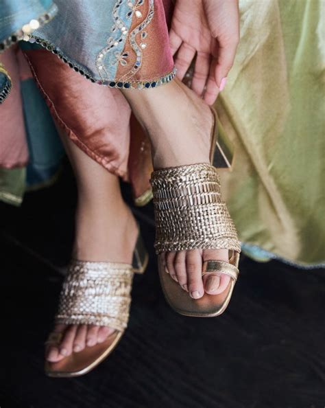 Buy Handcrafted Rattan Radiance : Kolha Block Heels Online - Fizzy Goblet