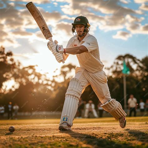 Premium Photo | Cricket player in action on stadium warm light dramatic ...