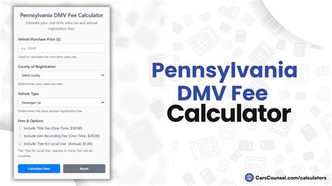 Pennsylvania Car Registration Fee Calculator – CarsCounsel