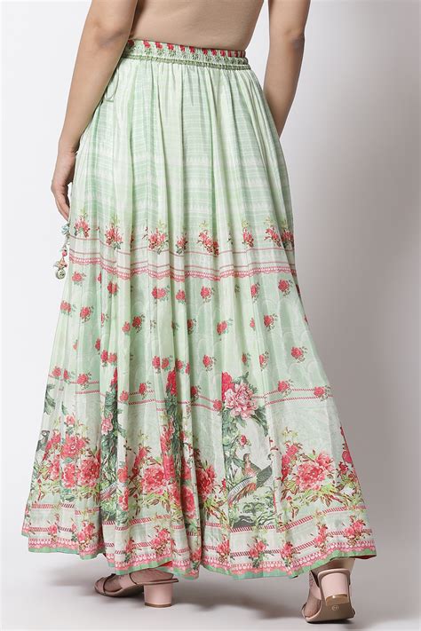 Green Art Silk Skirts