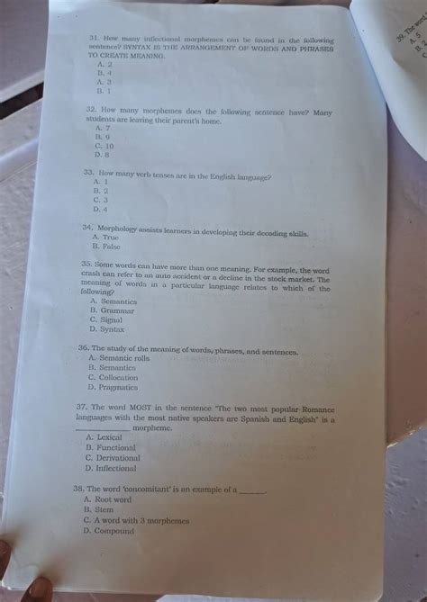 Solved: How many inflectional morphemes can be found in the following 9 ...