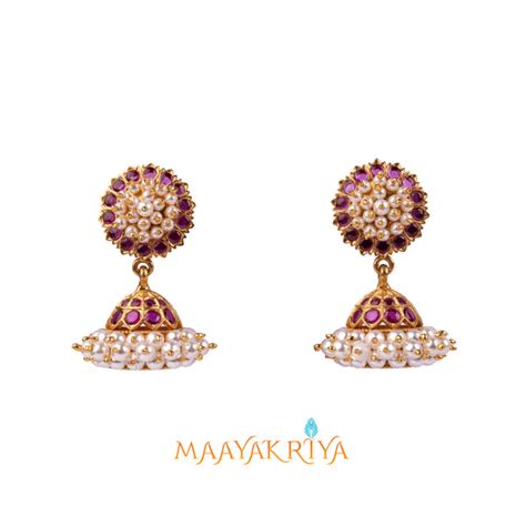 Belli Moda Pearl Jhumkha Dhavala Pushpa – Maayakriya
