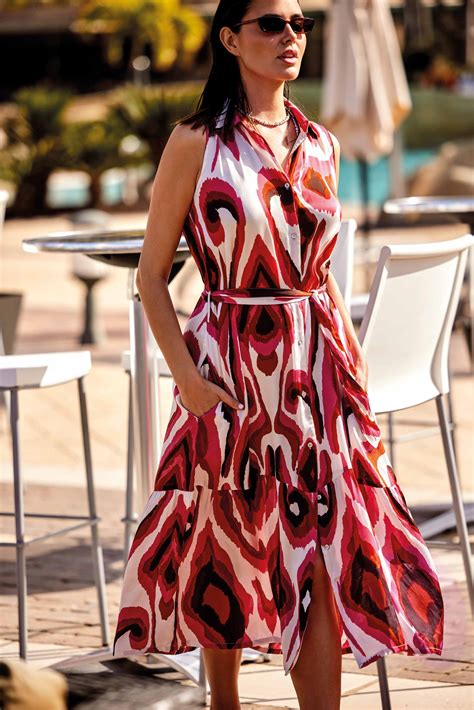Long Sleeveless Shirt Dress Antea Multicolored for Women by David ...