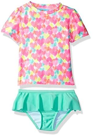 Buy Baby Buns Toddler Girls' Heart Print Rashguard Swim Set, Multi, 4T ...