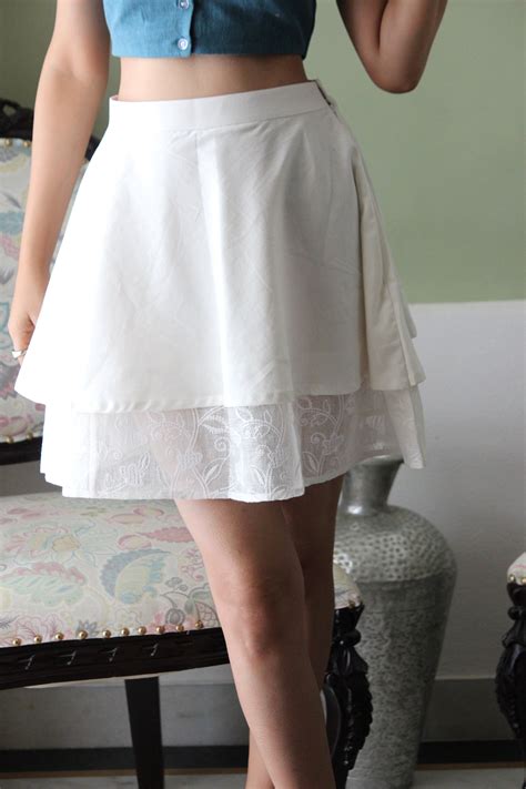 White Layered Mini Skirt - Mogra Designs