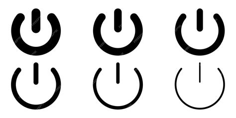 전원 버튼 벡터 아이콘의 집합입니다. 전원을 끕니다. 검은 표지판을 종료하십시오. | 프리미엄 벡터