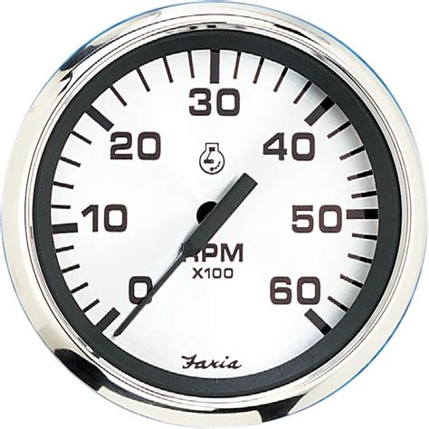Faria 36004 Spun Tachometer Gauge 6000 RPM Gas Inboard - Silver, 4 ...