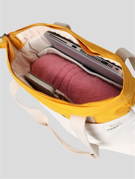 Yellow Colourblocked Cotton Canvas Bag – creaworldwide