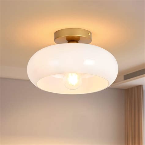 WOKNOS Mid-Century Modern Gold Semi Flush Mount Ceiling Light, Kitchen ...