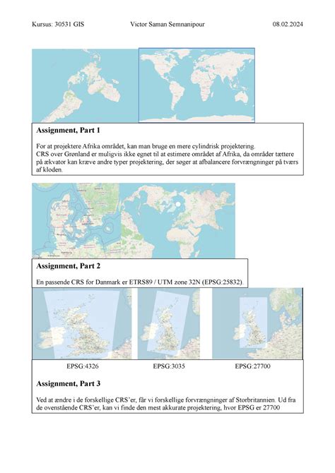Lab 2- Map projections and coordinate systems - Kursus: 30531 GIS ...