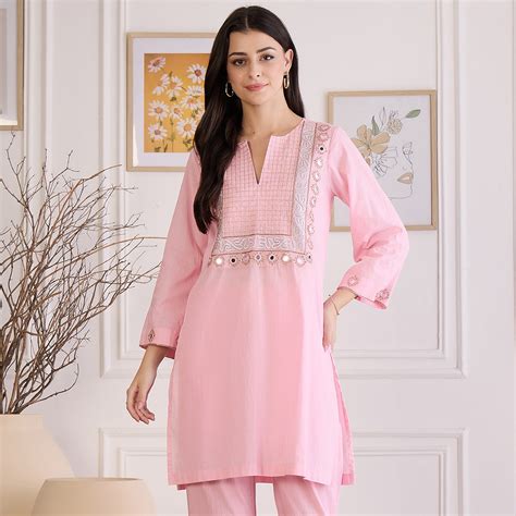 Pink Kurta for Women – Embroidered | First Resort by Ramola Bachchan