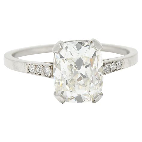 2.11 Carat Old Mine Cut Yellow Diamond Art Deco Style Ring at 1stDibs