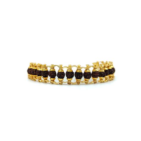 Gold-Plated Rudraksha Chain Bracelet – BhagyaG