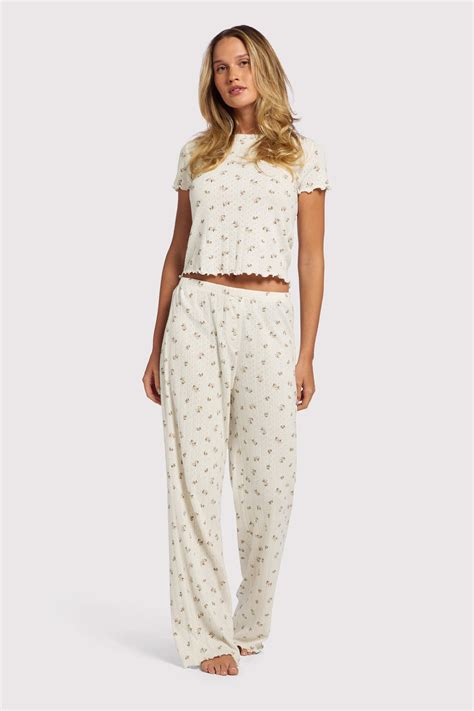 Pointelle Pajama Pant Set | Ditsy Pearl – nuuds