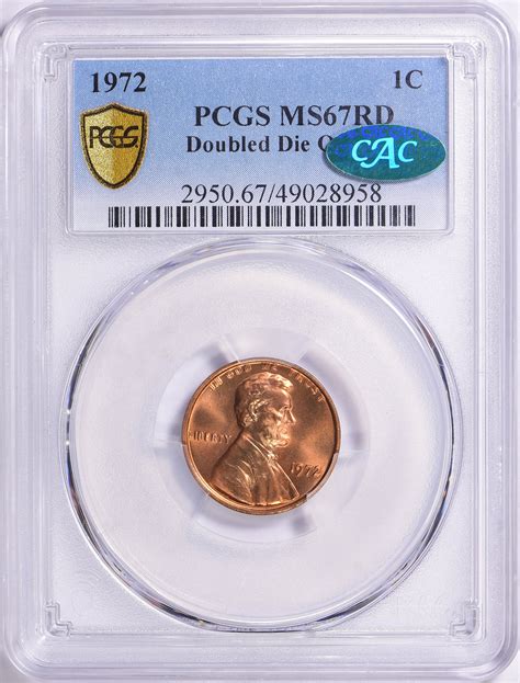 1972 Lincoln Cent Doubled Die Obverse PCGS MS-67 RD (CAC Green) (Item ...