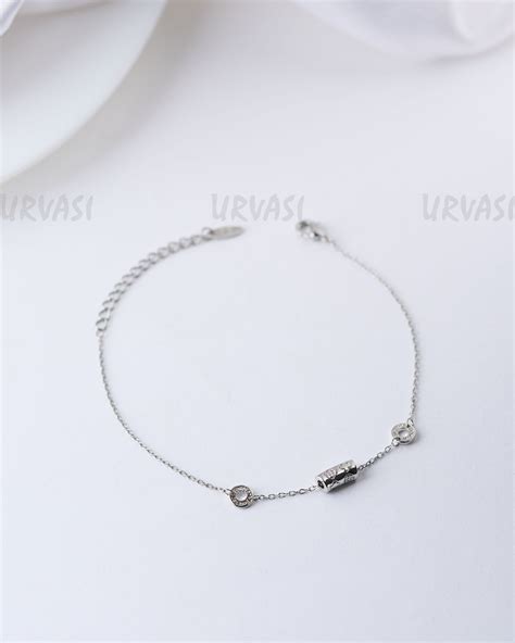 Rhodium Polish Round-Designed Simple Bracelet BR 60 – URVASI LADIES ...