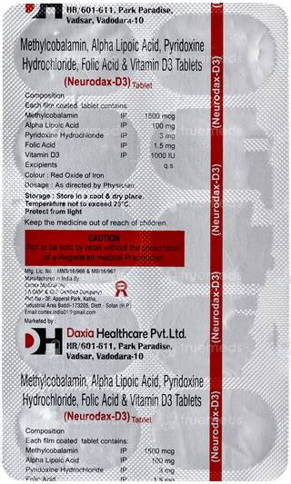 Neurodax D3 Tablet 10 - Uses, Side Effects, Dosage, Price | Truemeds