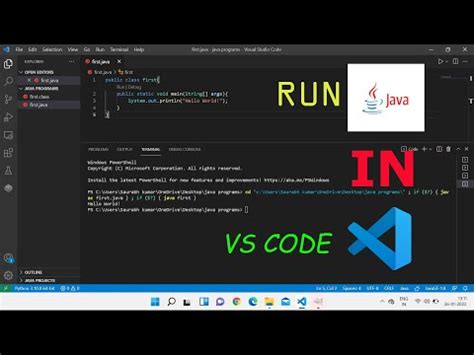 Image result for First Program of Java in vs Code