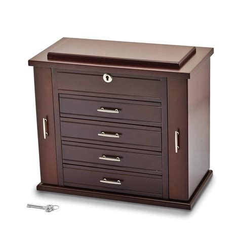 Mahogany Poplar Veneer Opening Side Jewelry Box - Walmart.com